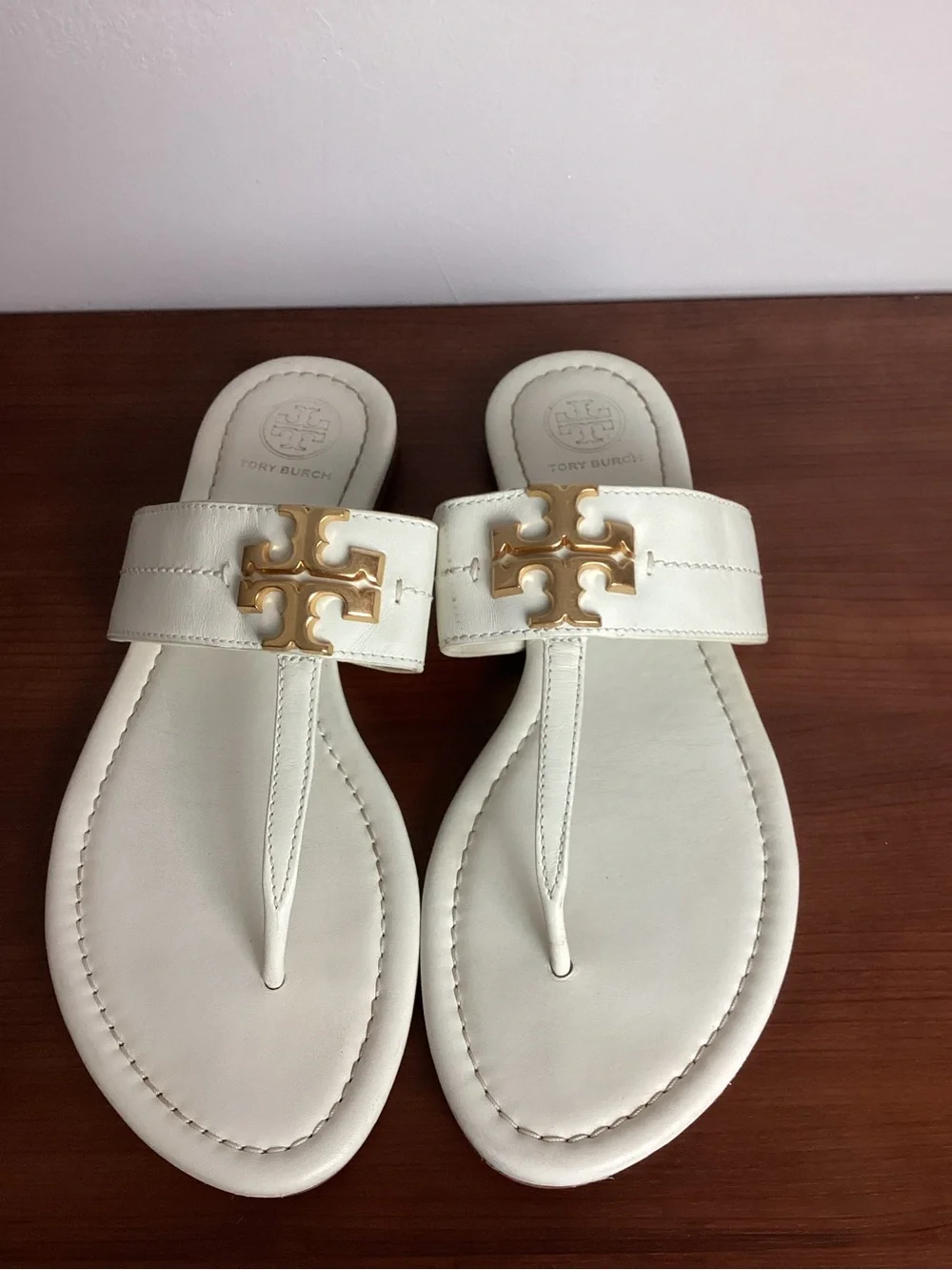 Tory Burch Everly Backless Cream Leather  Sandals Size 6.5M